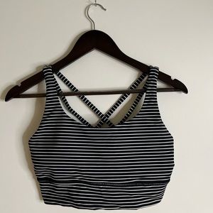 lululemon Energy Longline Bra, Medium Support B–D, black and white stripe